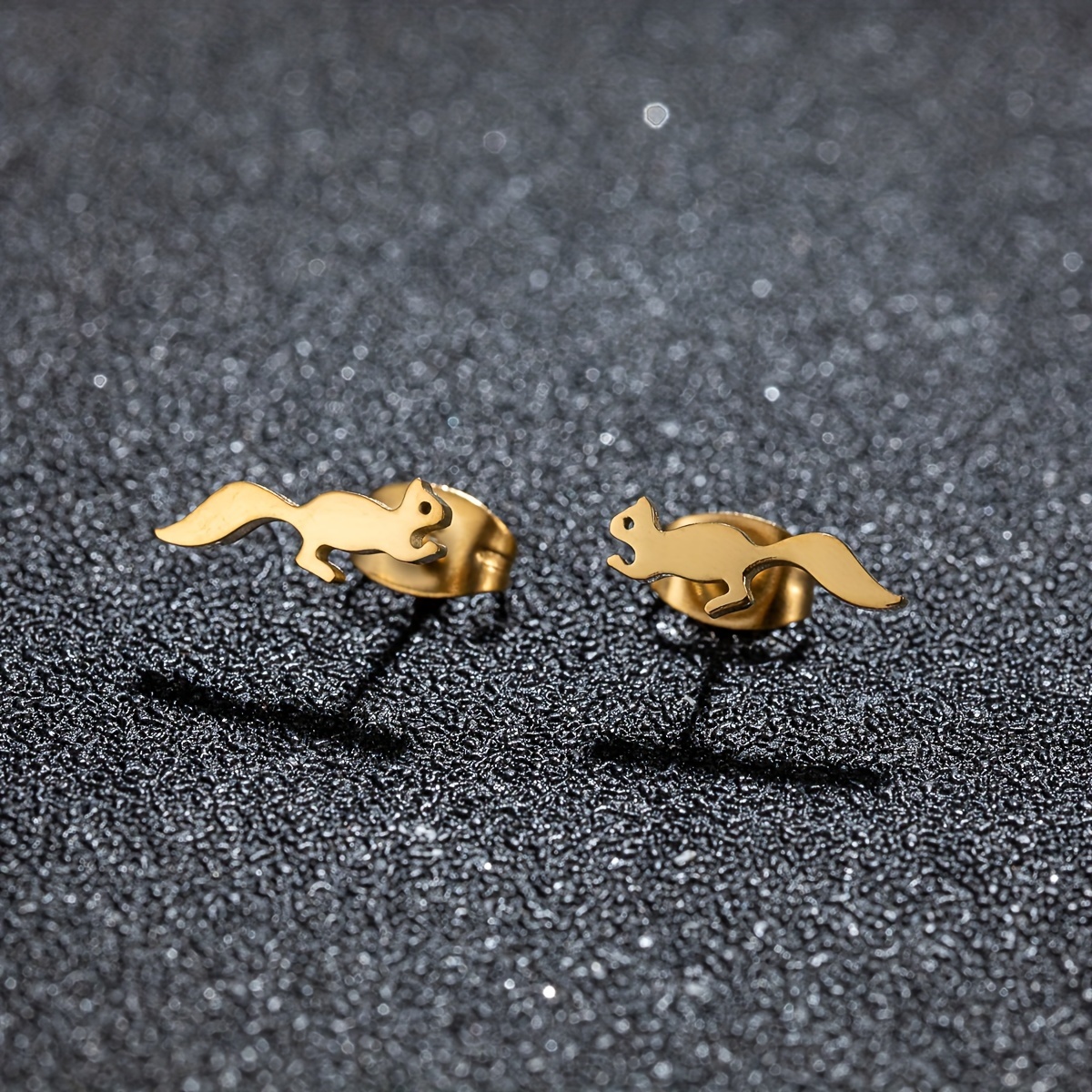 Stainless Steel Squirrel Stud Earrings, Animal Jewellery